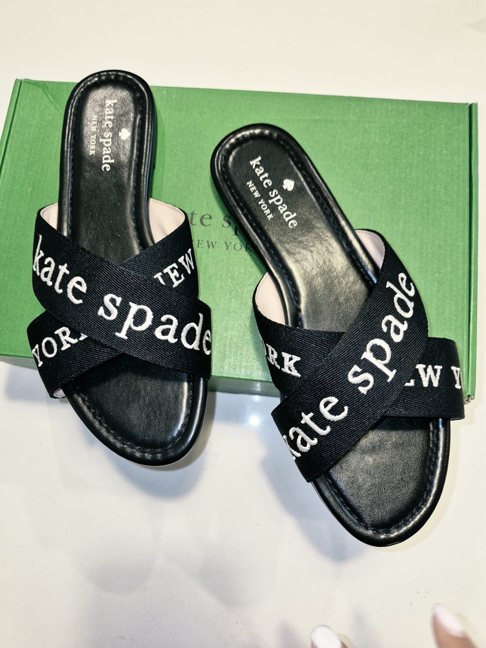 kate spade New York Black Logo Slide Sandals size 7.5